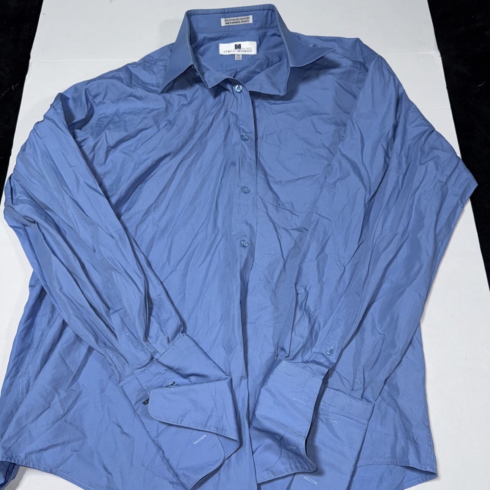 Italo Mondo Men Size 17 1/2, 34/35 Blue Dress Button Up